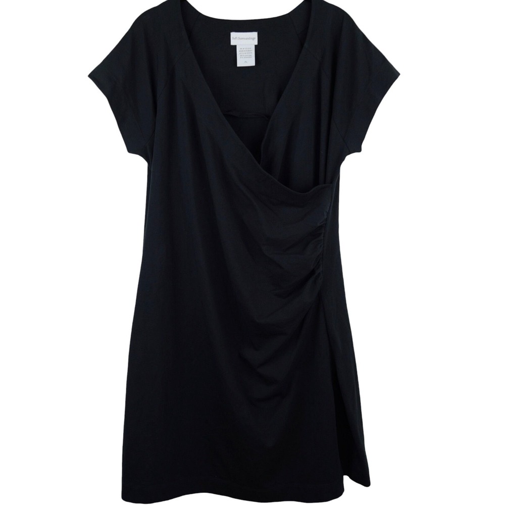 Soft Surroundings Womens Black Faux Wrap‎ Dress Size PL